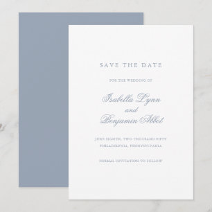 Traditionele Stoffige Blauwe Formele Elegante Huwe Save The Date