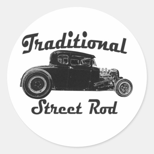 Traditionele straat Rod Ronde Sticker (Voorkant)