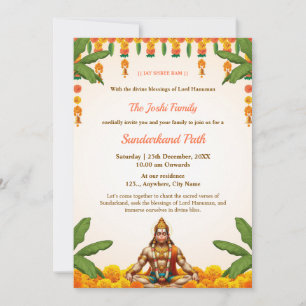 Traditionele Sundarkand Path Uitnodigingskaart Kaart