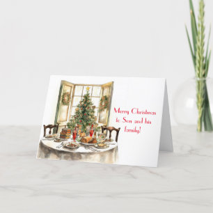 TRADITIONELE TAFEL ZOON EN FAMILIE KERST KAART