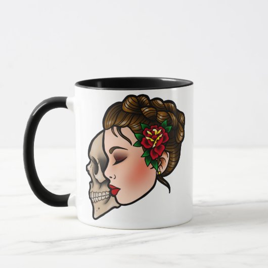 Traditionele Tattoo Lady HeadCoffee-Mok Mok (Links)
