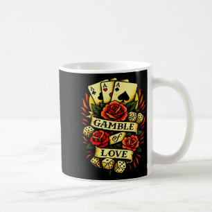 Traditionele Tattoo Retro Tattoo Rozen Dobbelstene Koffiemok