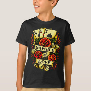 Traditionele Tattoo Retro Tattoo Rozen Dobbelstene T-shirt