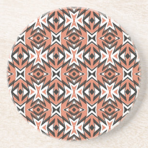 Traditionele tegel, etnische koraal geometrisch. zandsteen onderzetter