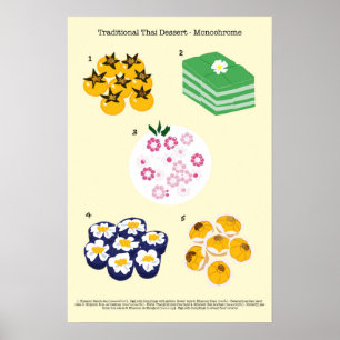 Traditionele Thaise dessert - zwart-wit Poster