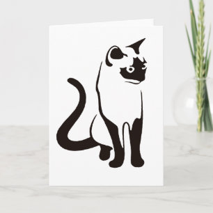 Traditionele Thaise kat minimalistische zwarte out Kaart