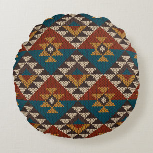 Traditionele tribale aztec naadloos patroon op w rond kussen
