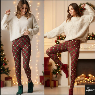 Traditionele Vakantie Argyle Schotse Ruit Rood Gou Leggings