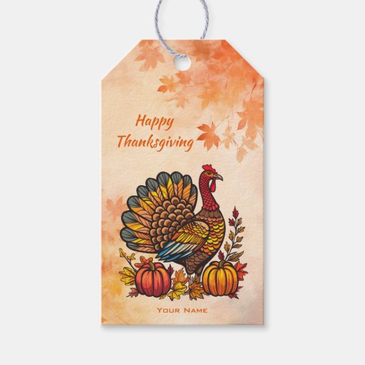 Traditionele vakantie Thanksgiving cadeau Label Cadeaulabel (Voorkant)