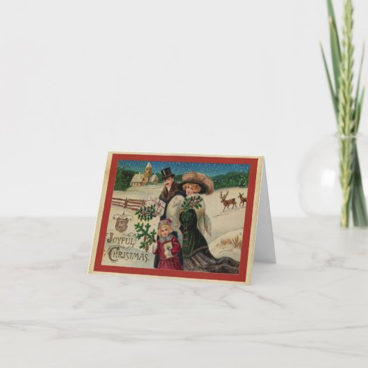 Traditionele Victoriaans kerst Feestdagen Kaart (Voorkant)