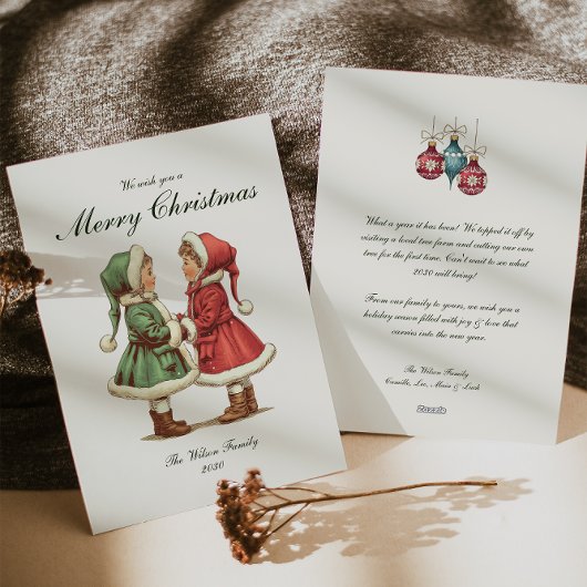 Traditionele vintage kerst feestdagenkaart