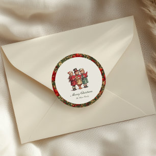 Traditionele vintage kerst ronde sticker