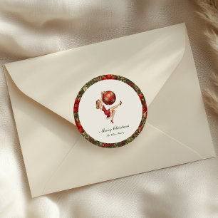 Traditionele vintage kerst ronde sticker