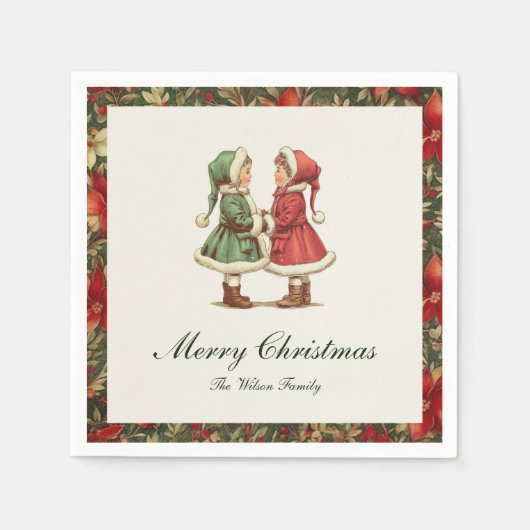 Traditionele vintage kerst servet (Voorkant)