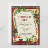 Traditionele Vintage Kerstfeest Scroll Plaid Kaart (Voorkant)