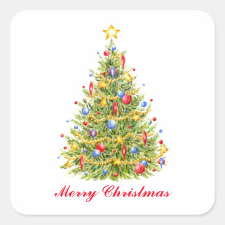 Traditionele vrolijke kerstboom vrolijke stickers