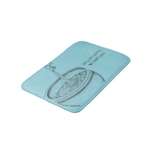 Traditionele waterkom met stromende kraan badmat
