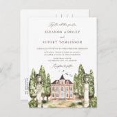Traditionele Waterverf Engels Manor Wedding Uitnodiging Briefkaart (Voorkant / Achterkant)