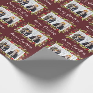 Traditionele waterverf foliage + fotokerstmis cadeaupapier