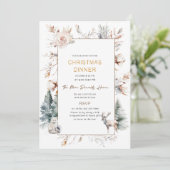 Traditionele Waterverf Winter Vrolijk kerstdiner Kaart (Staand voorkant)