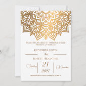 Traditionele White Bronze Mandala Indiaas bruiloft Kaart (Voorkant)