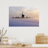 Traditionele windmolen in de winter in Nederland Poster (Keuken)