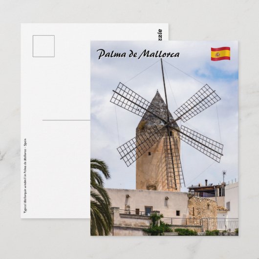 Traditionele windmolen in Palma de Mallorca - Span Briefkaart (Voorkant / Achterkant)