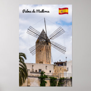 Traditionele windmolen in Palma de Mallorca - Span Poster