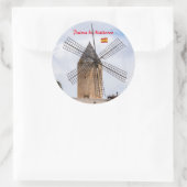 Traditionele windmolen in Palma de Mallorca - Span Ronde Sticker (Tas)