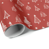 Traditionele winter rode kerstboom en sneeuw cadeaupapier (Rol Hoek)