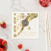 Traditionele witte perkament gouden damast bruilof servetten (Insitu)