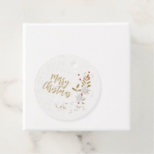 Traditionele witte poinsettia en Berries Elegant Bedankjes Labels (In situ)