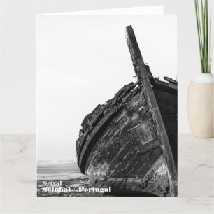 Traditionele zeilboot op de Taag verbrand en verni Bedankkaart