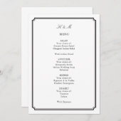 Traditionele zwart-wit bruiloft receptie menu (Voorkant / Achterkant)
