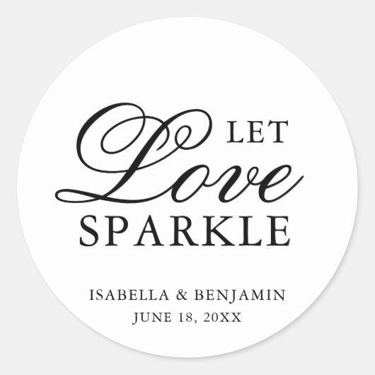 Traditionele zwart-wit formele elegante bruiloft ronde sticker (Voorkant)