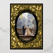 Traditionele Zwarte Dennentak en Hulst Folie Feestdagenkaart (Voorkant)