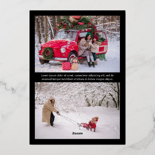 Traditionele Zwarte Dennentak en Hulst Folie Feestdagenkaart (Achterkant)