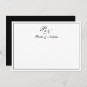 Traditionele zwarte witte monogram Formele bruilof Bedankkaart (Voorkant / Achterkant)