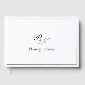 Traditionele zwarte witte monogram Formele bruilof Gastenboek (Voorkant)