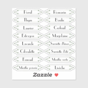 Traditionelle Jardin Français herbes étiquettes