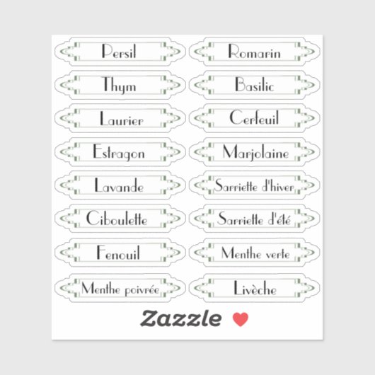Traditionelle Jardin Français herbes étiquettes (Feuille)