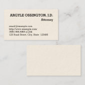 Traditionnel, Carte de visite professionnel du dro (Devant / Derrière)