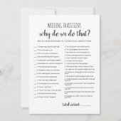 Traditions de mariage avec carte de jeu de réponse (Devant)