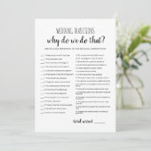 Traditions de mariage avec carte de jeu de réponse (Debout devant)