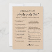 Traditions de mariage avec carte de jeu de réponse (Devant)