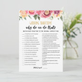 Traditions de mariage avec carte de jeu de réponse (Debout devant)