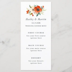 Traditions élégantes Carte menu Mariage floral
