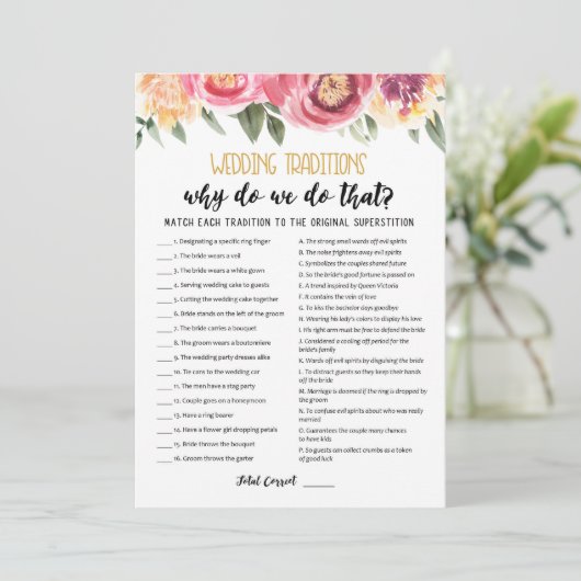 Traditions mariages avec Réponse jeu Carte (Debout devant)