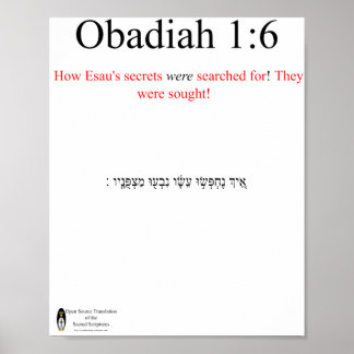 Traduction Open Source Obadiah 1:6 Affiche