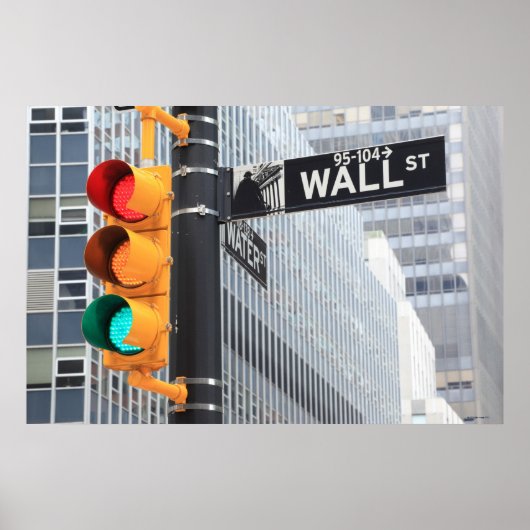 Traffic Light and Wall Street Sign Poster (Voorkant)